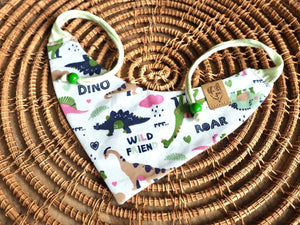 Hundehalstuch zum Binden mit Dinos und weißen Bändern