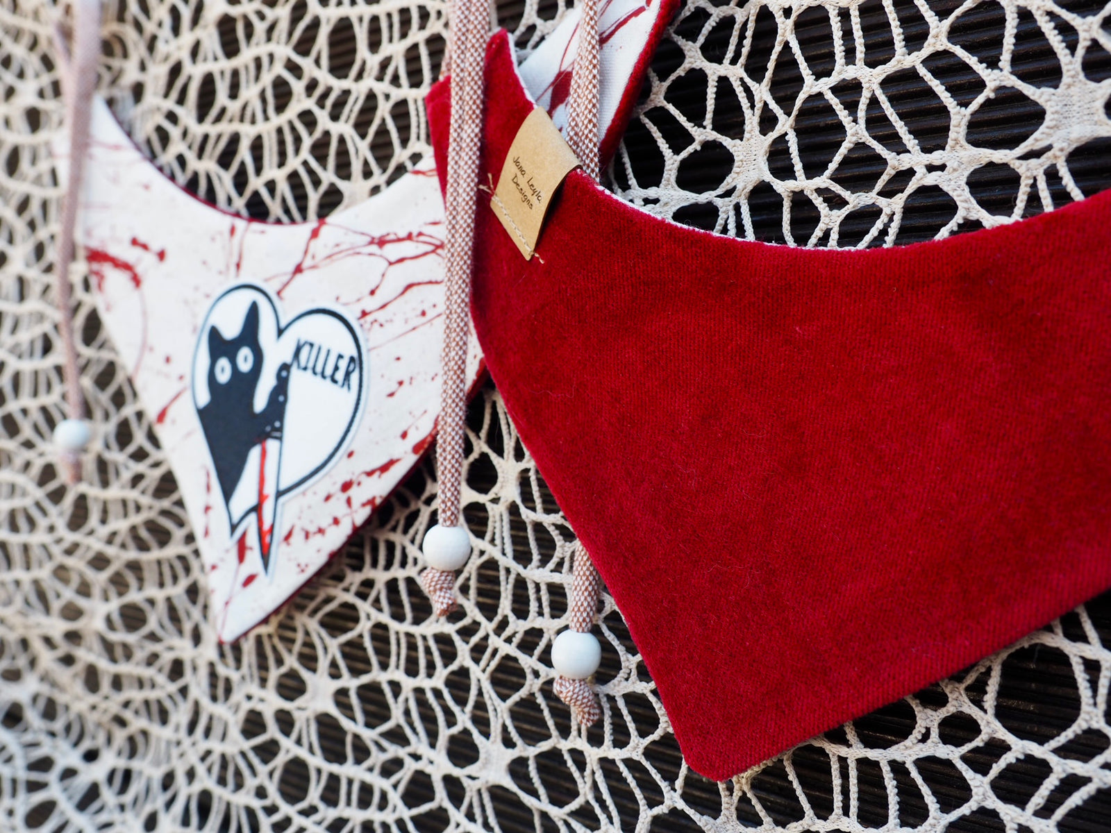 Halloween Katzenhalstuch Katzen Halstuch Katzenbandana samt individuell umweltfreundlich personalisiert handgemacht