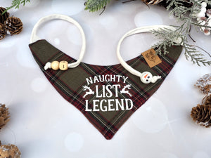 Weihnachten * Hunde Halstuch * Hundehalstuch * Katzen Halstuch * Katzenhalstuch * kariert * grün * Schrift * Up to snow good