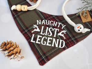Weihnachten * Hunde Halstuch * Hundehalstuch * Katzen Halstuch * Katzenhalstuch * kariert * grün * Schrift * Up to snow good