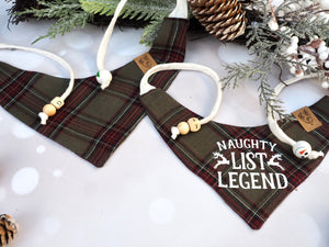 Weihnachten * Hunde Halstuch * Hundehalstuch * Katzen Halstuch * Katzenhalstuch * kariert * grün * Schrift * Up to snow good