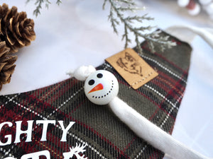Weihnachten * Hunde Halstuch * Hundehalstuch * Katzen Halstuch * Katzenhalstuch * kariert * grün * Schrift * Up to snow good