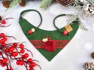 Weihnachten * Hundehalstuch * Katzen Halstuch * Katzenhalstuch * Rentier * kariert * grün * rot * gold * Merry Fluffmas