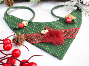 Weihnachten * Hundehalstuch * Katzen Halstuch * Katzenhalstuch * Rentier * kariert * grün * rot * gold * Merry Fluffmas