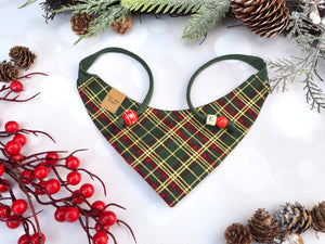 Weihnachten * Hundehalstuch * Katzen Halstuch * Katzenhalstuch * Rentier * kariert * grün * rot * gold * Merry Fluffmas