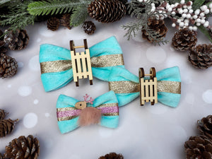 Christmas * Dog Bow * Cat Bow * Sleigh * Reindeer * Glitter * rosa * turquoise * Never sleigh never