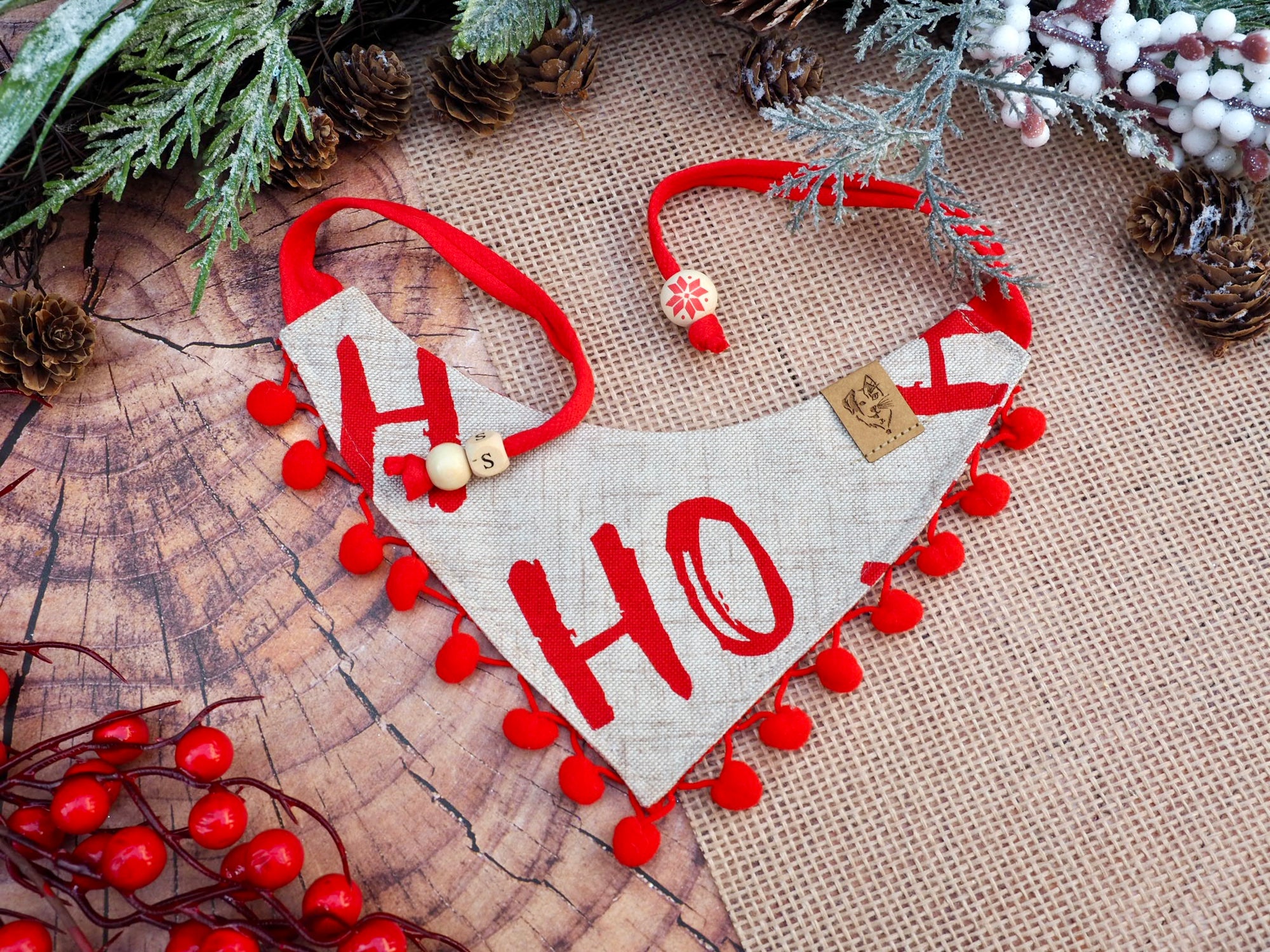 Weihnachten * Hunde Halstuch * Hundehalstuch * Katzen Halstuch * Katzenhalstuch * kariert * rot * beige * Ho-ly moly!