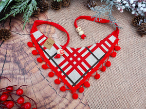 Weihnachten * Hunde Halstuch * Hundehalstuch * Katzen Halstuch * Katzenhalstuch * kariert * rot * beige * Ho-ly moly!