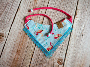 Katzen Halstuch * Katzenhalstuch * Katzen Bandana * Flamingo * türkis * Flameowngo