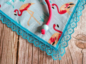 Katzen Halstuch * Katzenhalstuch * Katzen Bandana * Flamingo * türkis * Flameowngo