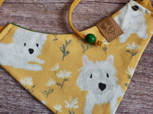 Hunde Halstuch * Hundehalstuch * Hunde Bandana * Blumen * gelb * The sun sets in the Westie