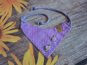 Katzen Halstuch * Katzenhalstuch * Katzen Bandana * Punkte * Blumen * lila * Purrple-Love